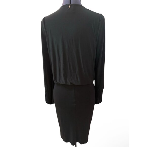 NWT Misa Los Angeles Teget Draped Black Cocktail Dress Size L - Picture 4 of 4